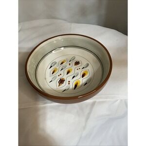 Stangl Pottery Amber Glo large 8.5"serving bowl - Brown leaf pattern Signed Vntg